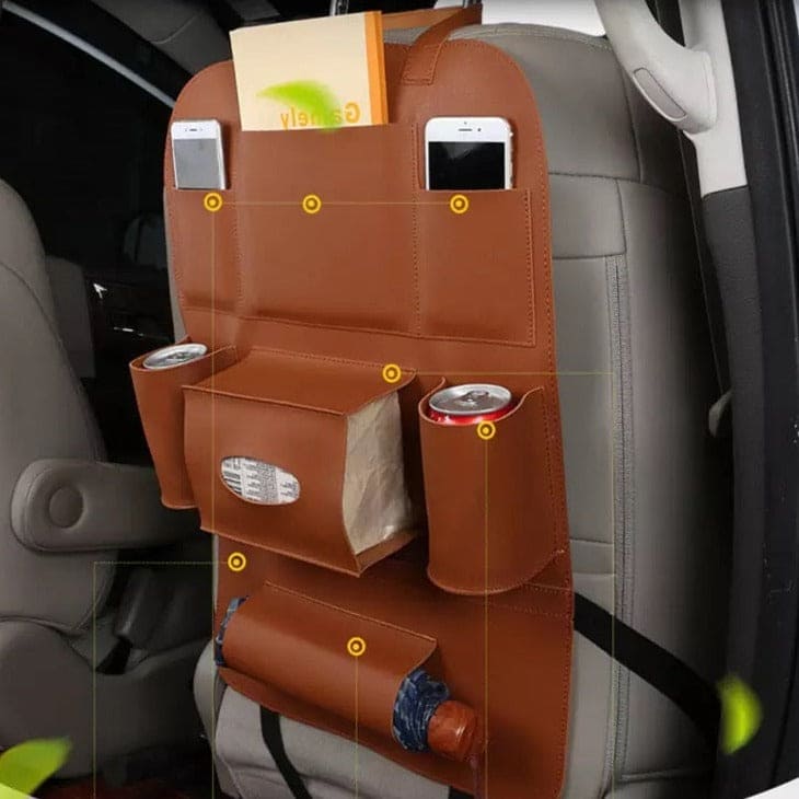 Luxury Leather Car Back Seat Organizer, Pockets Hanging Bag, Car Stora –  Yahan Sab Behtar Hai!