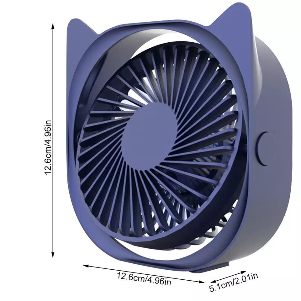 USB Mini Desktop Fan 360˚ Degrees Electric Fan, Portable Cat Ear Desktop Fan With 3 Wind Speeds