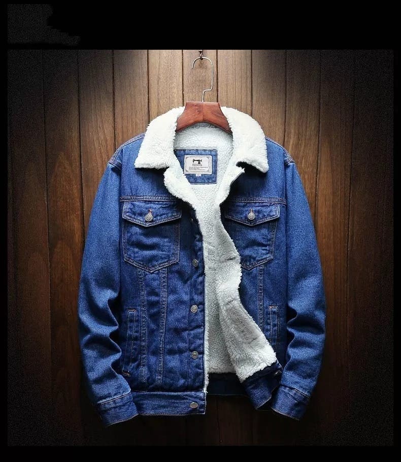 Men Outerwear Warm Denim jacket, Thicker Winter Denim Jackets, Men's Sherpa Lined Denim Jacket, Warm Casual Quilted Jeans Coat