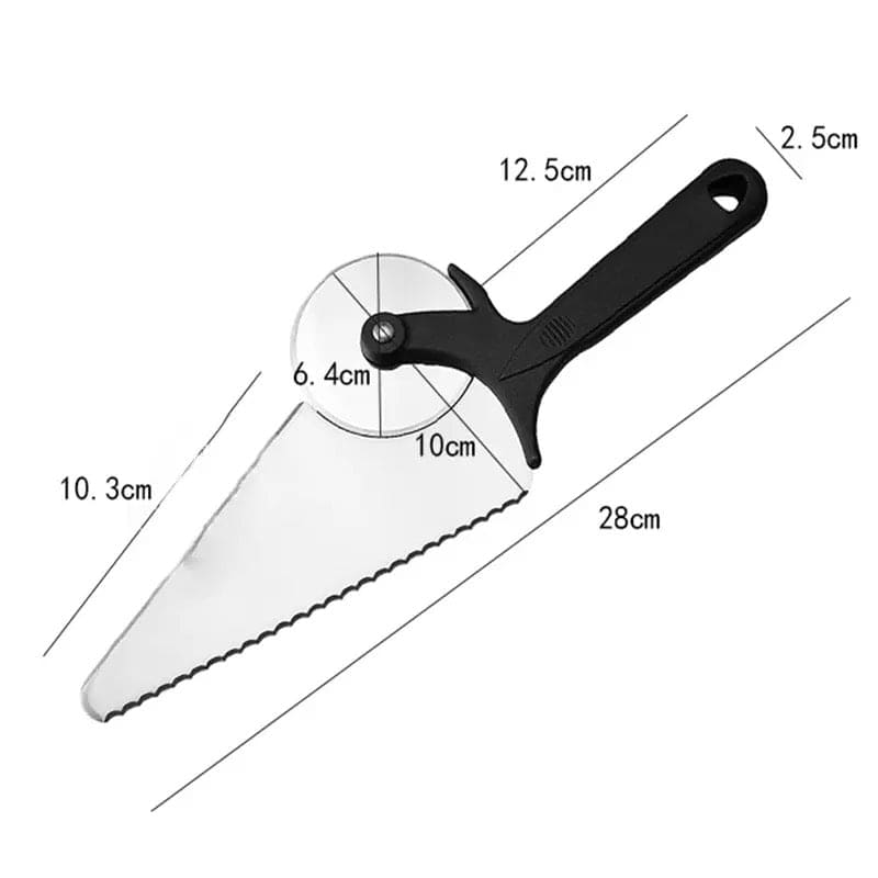 2 In 1 Cake Pizza Cutter, Multifunction Roller Pizza Spatula Cake Spatula, Pizza Cutter Wheel for Cake Pizza Pies Kitchen, Cake Bread Round Knife, Stainless Steel Cake Pie Pizza Server Slicer