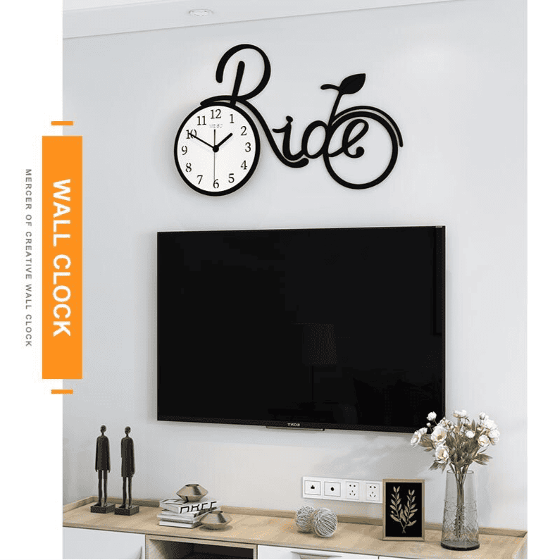 Creative Retro Bicycle Wall Clock, Classic Bedroom Modern Design Decorative Wall Clock, Wooden Clock for Living Rooms,Bedrooms,Dining Rooms,Study Rooms,Meeting Rooms