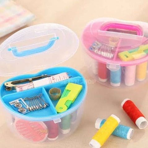 Heart Shape Sewing Box, Travel Sewing Box With Color Needle Threads, Basic Emergency Sewing Kit Tools