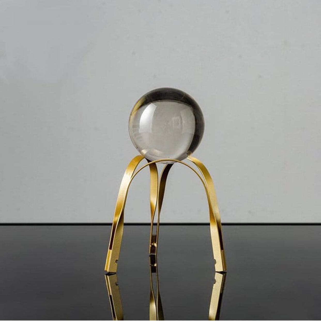 European Style Metal Brass Art Tripod, Crystal Ball Stand Decor, Gorgeous Interior Showpiece Glass