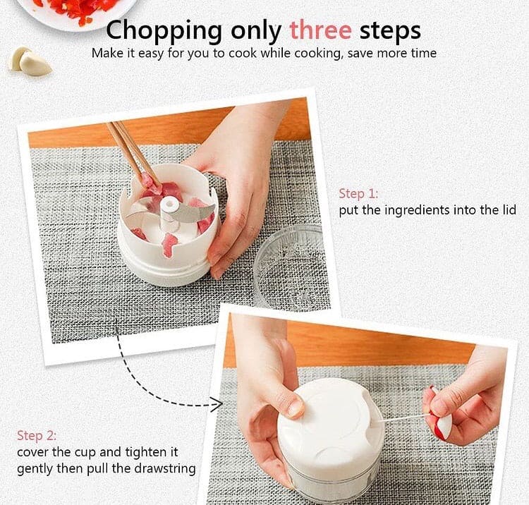 Mini Chopper, Multifunctional Hand Held Vegetable Chopper, Hand Pull String Food Chopper, Manual Food Processor