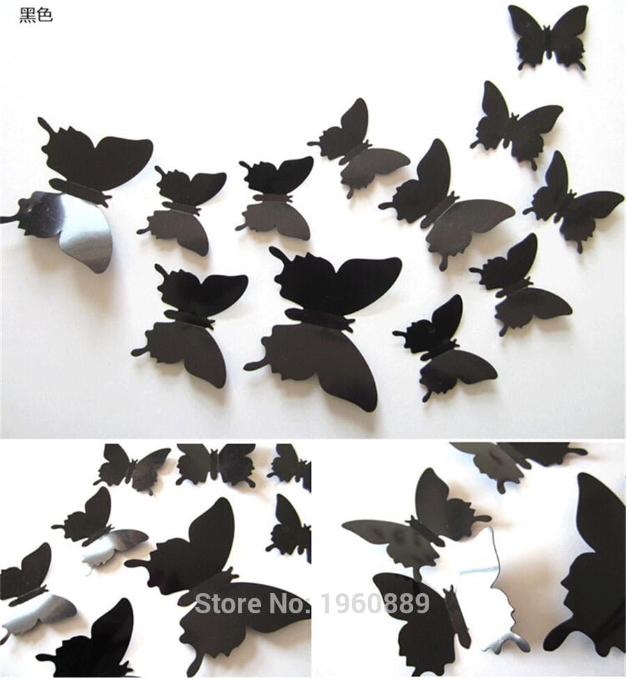 12pcs 3D Butterfly Wall Stickers, Home Decorations Kids Room, Butterfly Removable Wall Decals