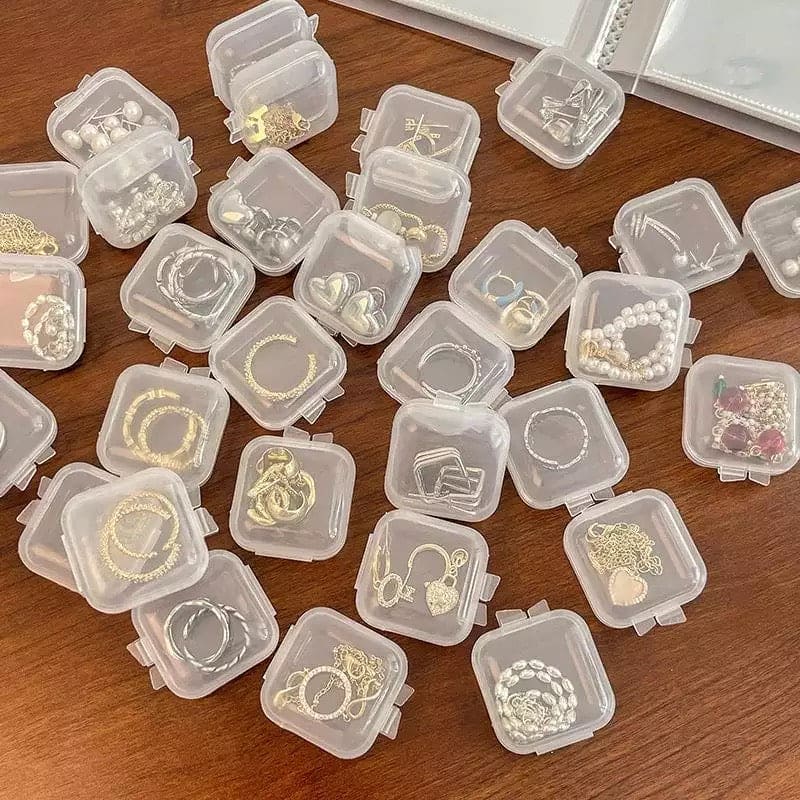 Set of 10 Transparent Mini Multifunctional Jewelry Storage Box, Portable Ring Earrings Jewelry Storage Box, Empty Plastic Clear Mini Empty Square Small Boxes, Small Storage Organizer