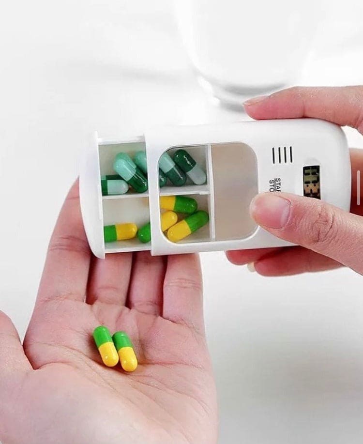 Mini Portable Pill Reminder Drug Alarm Timer Electronic Box, Mini Portable Pill Case, Medication Organizer Alarm Case, Portable Electronic Pill Reminder, Smart Pill Dispenser, 2 Grid Pill Box
