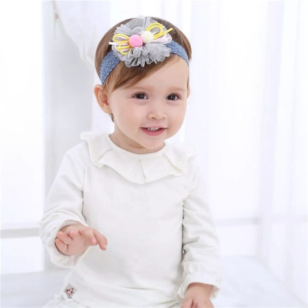 Infants Lace Flower Elastic Headbands For Baby Girls, Soft Lace Headbands For Newborn and Toddlers