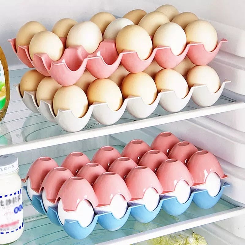 15 Grid Refrigerator Egg Storage Box, Practical Creative Eggs Holder, Plastic Tray Stackable Eggs Shelf Organizer
