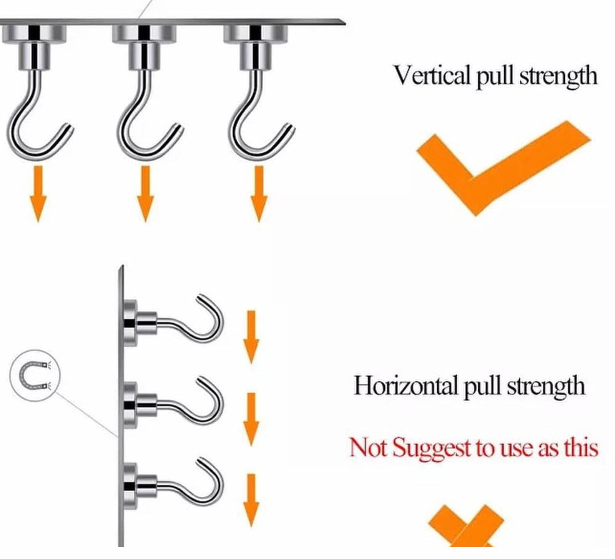 Pack of 2 Heavy Duty Neodymium Powerful Magnet Hook, Towel Key Wall Strong Hanger, Rotatable Sheep Eye Magnet Hook