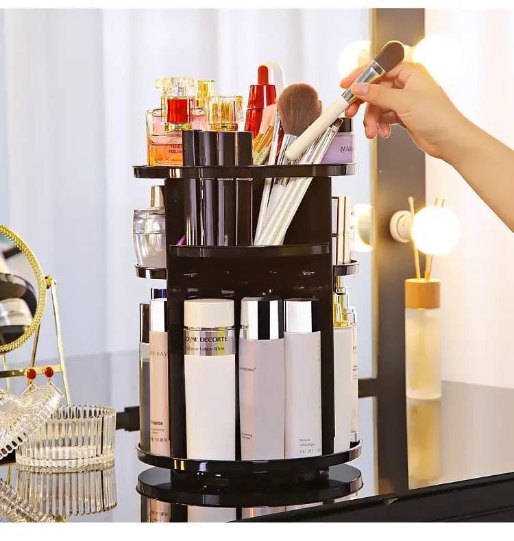 Nordic Rotating Cosmetic Organizer, Large Capacity Cosmetic Storage Rack, Multifunction Detachable Makeup Organizer, Adjustable Makeup Carousel Spinning Holder Rack,  Large Capacity Cosmetics Storage Box, Cosmetic Vanity Shelf