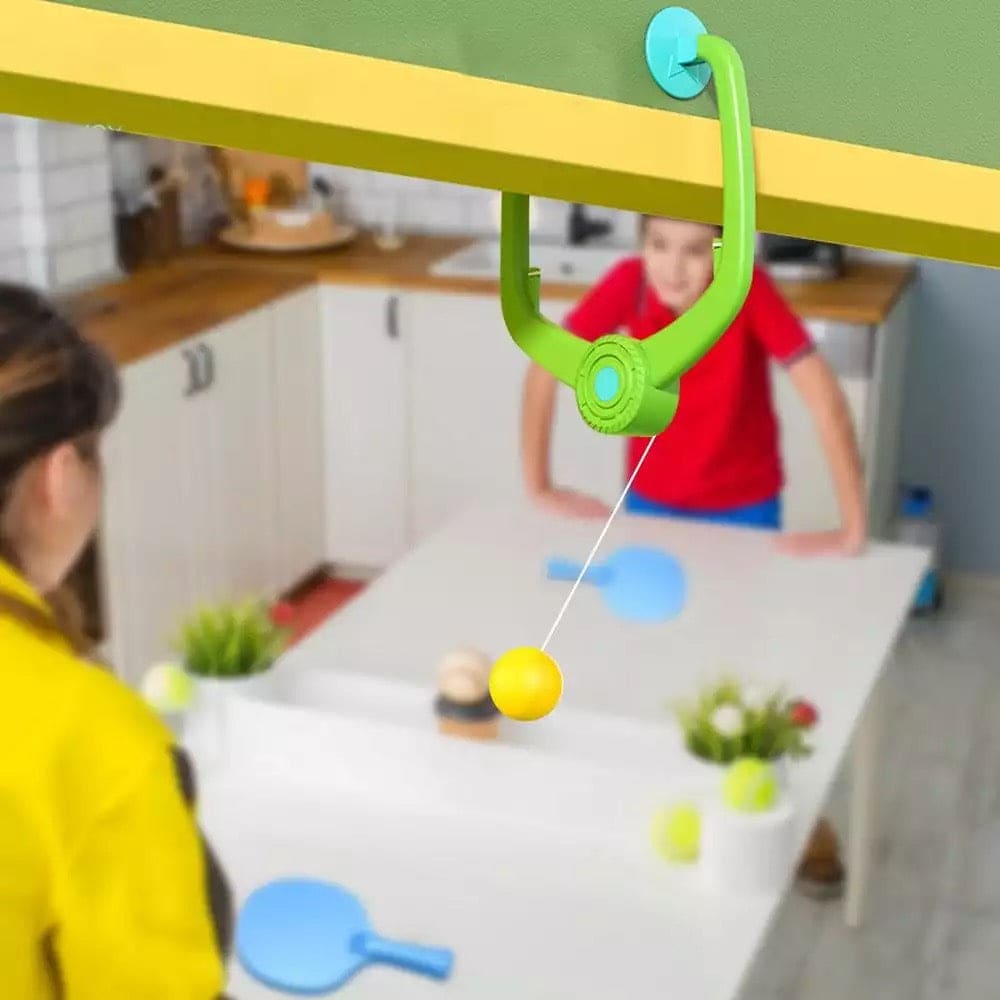 Children's Hanging Table Tennis Trainer, Suspended Ball Trainer, Hanging Table Tennis Trainer, Indoor ABS Self Training Hanging Double Ping Pong Toy Trainer, Sports Family Game Home, Tennis Racket
