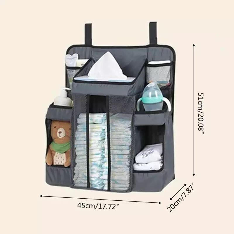 NewLuyer Baby Crib Hanging Organizer Bag - Storage For Diapers, Bottles, Toys (Cotton, Multiple Prints)