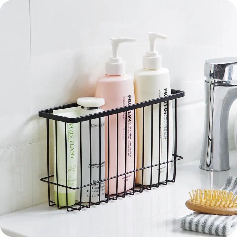 Iron Grill Organizer, Simple Style Iron Storage Basket Organizer, Living Room Home Potted Book Storage Basket, Punch Wrought Iron Rack, Kitchen Bathroom Storage Organizer
