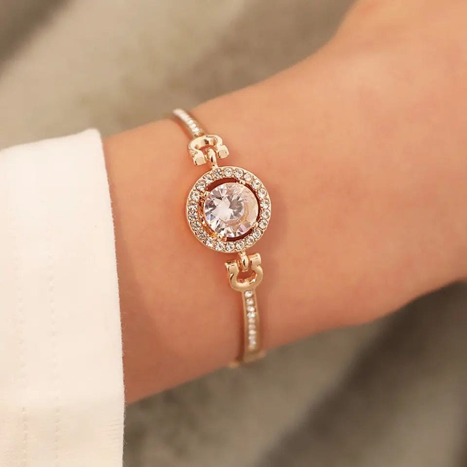 Luxury Round Watch Design Bracelet, Non-Fading Women Chain Bracelet Wedding Jewelry Non-Irritation Jewelry Bracelet