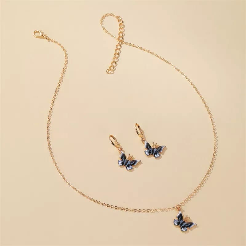 Butterfly Necklace And Earrings Set for Women, Necklace And Drop Earrings Trendy Jewellery Set
