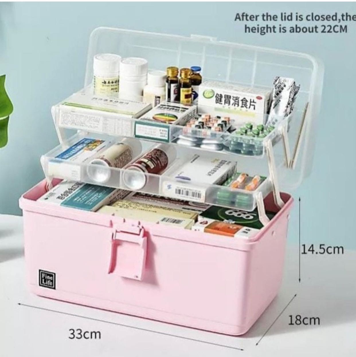 Large Capacity First Aid Container, Plastic Organizers Medicine Storage Box, 3 Layer Portable Medicine Box, Emergency Family First Aid Kit