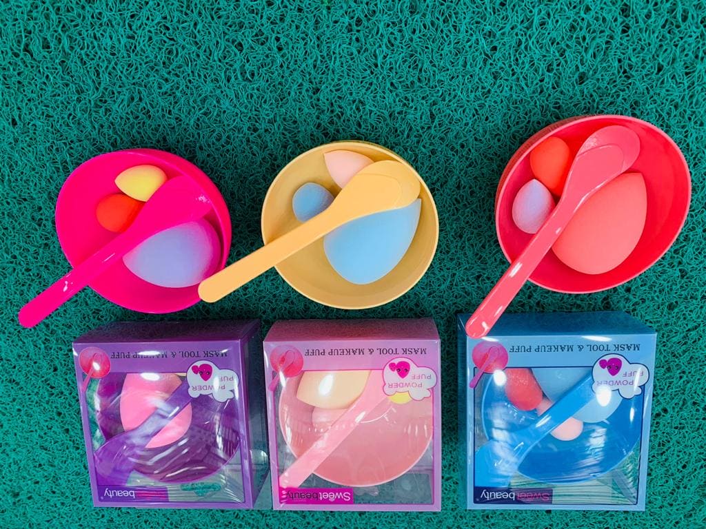 Sweet Baby Mask Tool, Mini Sponge Makeup Blender With Bowl And Spatula, Beauty Sponge For Touch Up
