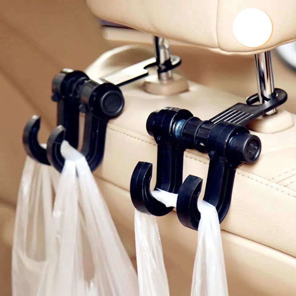 Swivel Car Seat Back Hook, Multifunctional Metal Auto Car Seat Headrest Hanger, Back Seat Organizer Hanger, Handbag Purse Bags Clothes Coats Storage Holder, Portable Seat Clip, Universal Space Saving Interior Accessories Holder