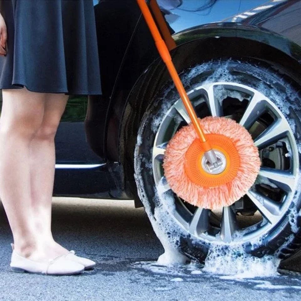 Round Spin Mop For Wash, Multifunctional Wash Floor Mop, Three Section Telescopic Handle Household Tool, Glass Floors Car Wash Mop, Rotating Wall Cleaning Mop