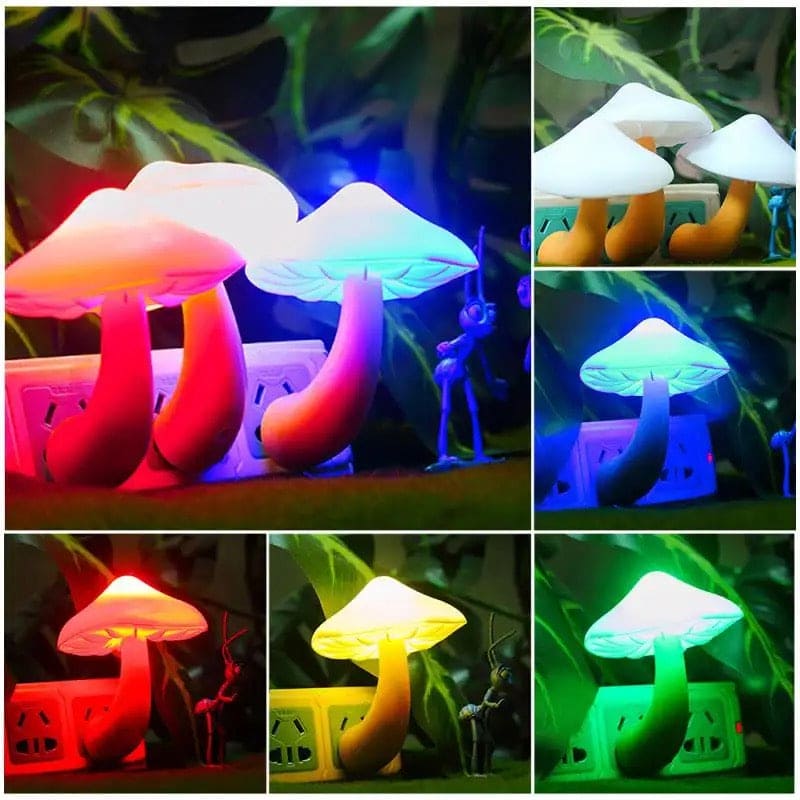 Mushroom Socket Night Light, Light Control Sensor Bedroom Light, Mushroom Wall Socket Lamp, Automatic Sensor Bedroom Decor Wall Lamps For Kid Room, Mini Bedside Socket Lamp, Electric Plug Warm White Light