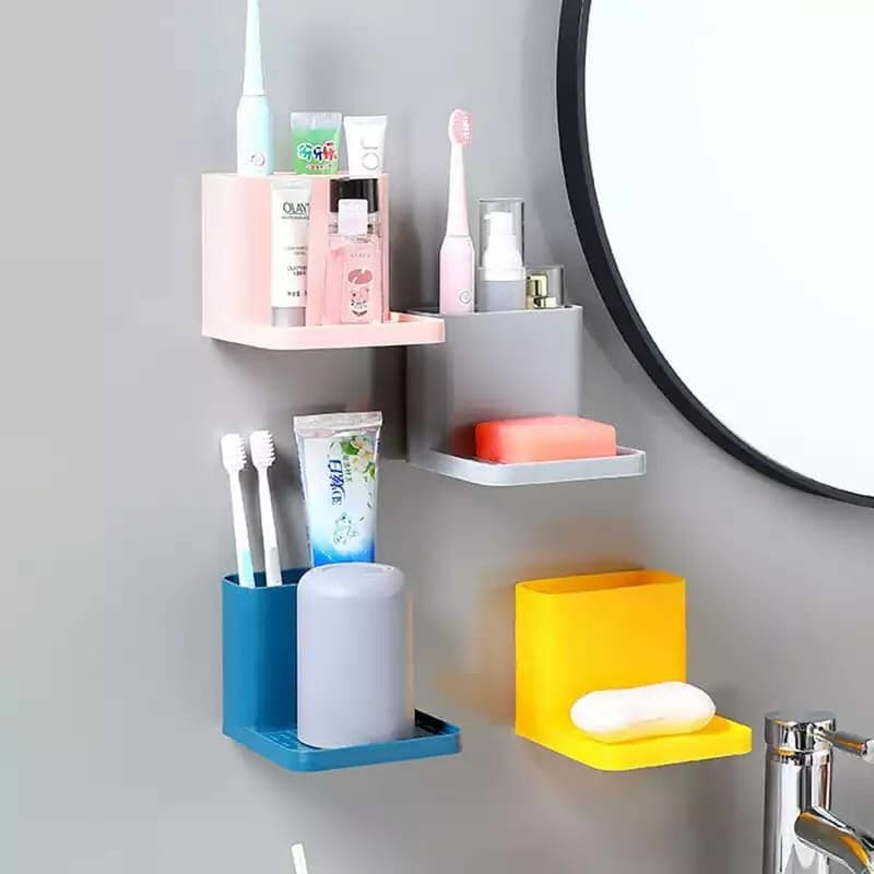 Wall Mounted Multifunctional Toothpaste And Soap Holder, Wall Mounted-Multifunctional Convenient Durable Space Saving, Holder Stand Bathroom Organizer, Bathroom Storage Organizer