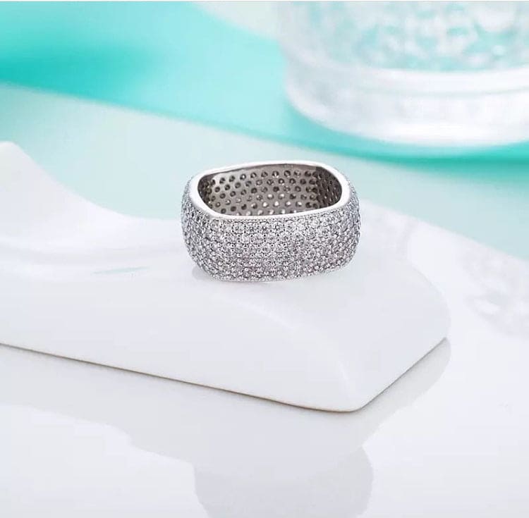 Zirconia Luxury Square Finger Ring, Wedding Bands Rings For Women
