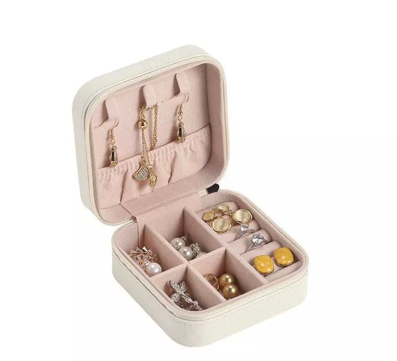 Mini Leather Square Jewellery Box, Luxury Square Cosmetic Box, Mini Travel Jewellery Box Storage Organizer,  Portable PU Leather Earring Ring Necklace Jewellery Organizer