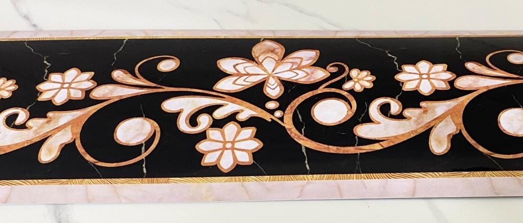 Self Adhesive Wall Skirting Border, Waterproof Floral Vintage Pvc Wallpaper, Self-Adhesive PVC Wall Covering Borders, Diy Home Decor Tile