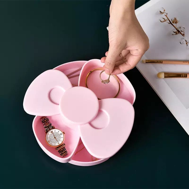 Bow Shaped Earring Storage Box, Rotatable Earring Storage Box, Decorative Jewellery Container Case, Creative Necklace Box, Rotating Jewellery Box, Multi-layer Dustproof Jewellery Plastic Box