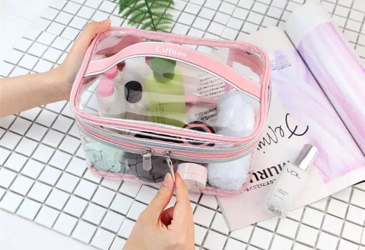 Clear Travel Cosmetic Bag, Clear Waterproof Cosmetic Toiletry Bag, Makeup Pouch Case Organizer, Toiletries Cosmetics Makeup Pouch