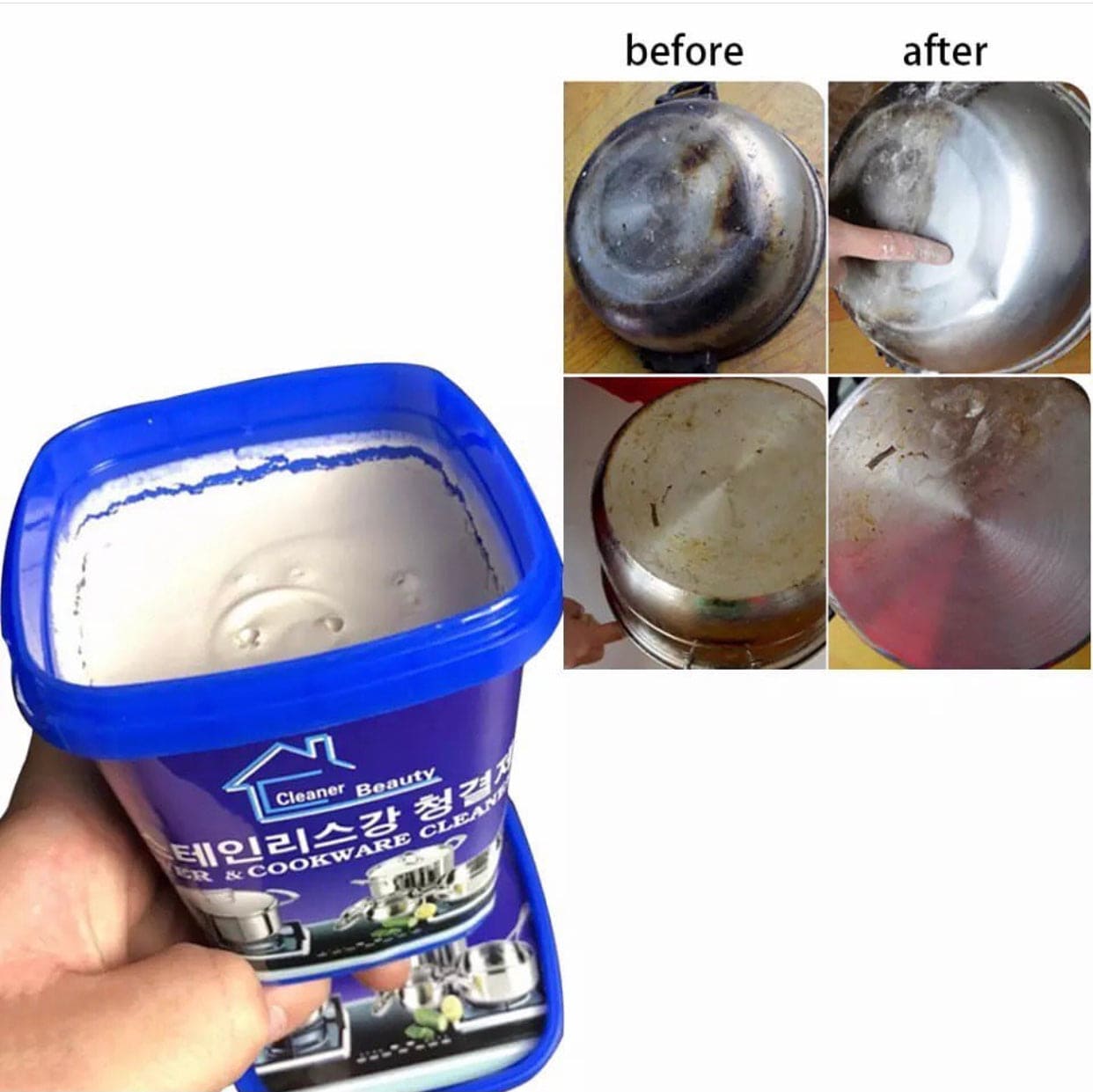 500Gm Powerful Rust Remover Stainless Steel Pot Cleaning Paste, Kitchenwar Stain Dirt Cleaner, Powerful Stainless Steel Cookware Cleaning Paste