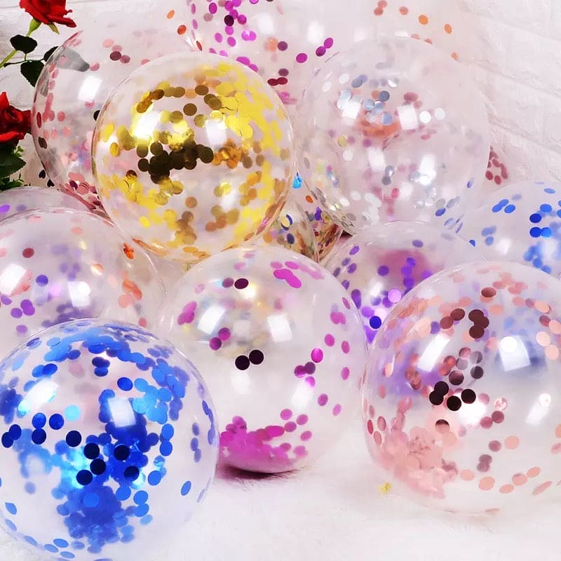 Set Of  5 Confetti Balloons, Decorative Confetti Balloons,