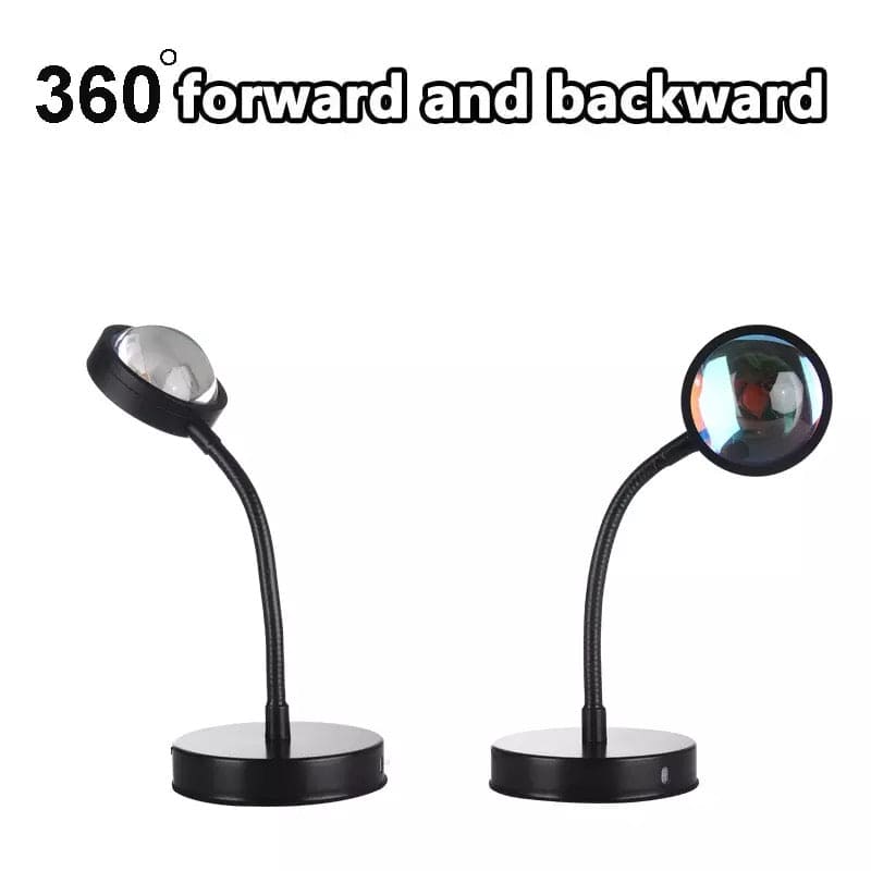 15 in 1 Rainbow Sunset Lamp, Led Projector Night Light, Rgb Controllable 360° Rotated Romantic Visual, Almunium Lens Sunset Projection Lamp, Wall Decoration USB Operate Rainbow Sunset Projector Lamp