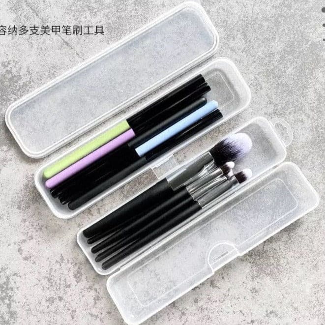 Transparent Rectangle Storage Box, Convenient Cutlery Box, Portable Makeup Brush Organizer, Transparent Cover Storage Box Kitchen Accessories, Clamshell Plastic Cutlery Box, Transparent Packaging Chopsticks Spoon Storage Box