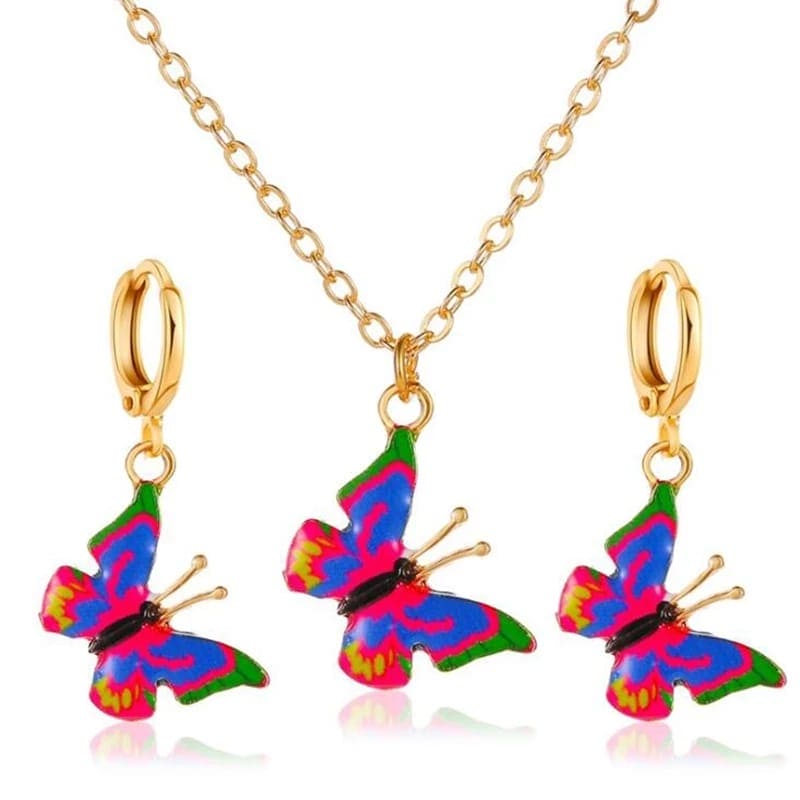 Butterfly Necklace And Earrings Set for Women, Necklace And Drop Earrings Trendy Jewellery Set