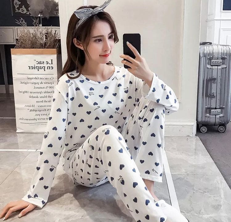 Mini Hearts Night Suit For Her, Sleepwear Set