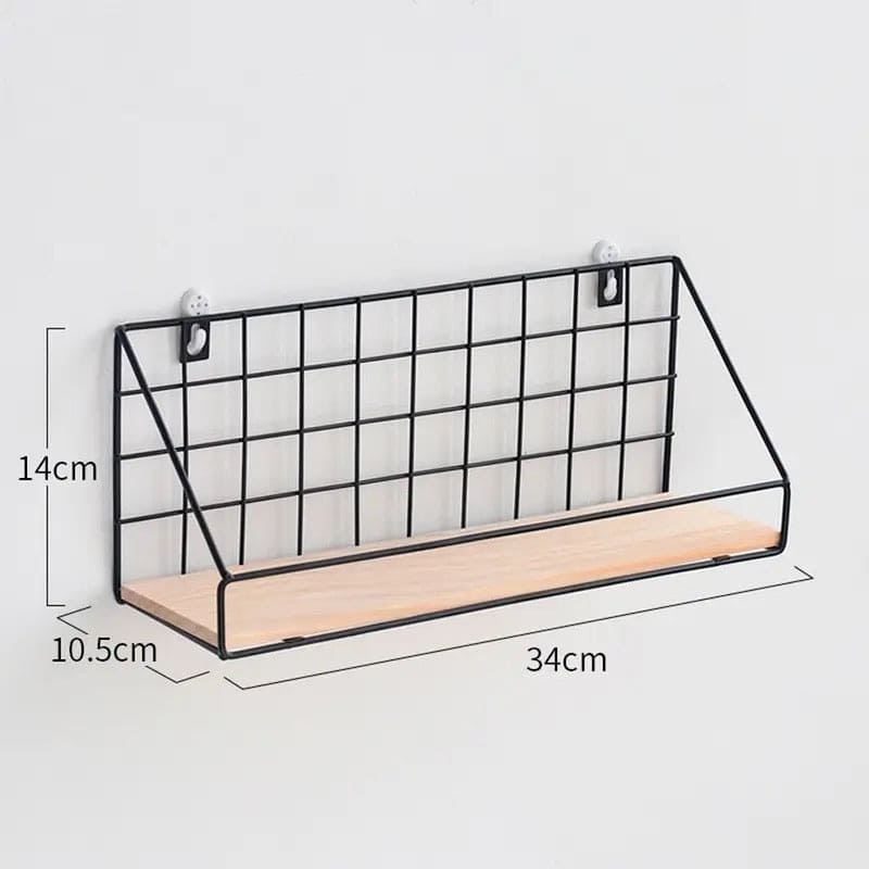 Gird Wall Shelf, Grid Wall Hanging Shelf, Wire Wood Organizer,  Iron Floating Display Shelf, Home Decorative Hanging Grid Basket, Wall Art Shelve Flower Pot Stand