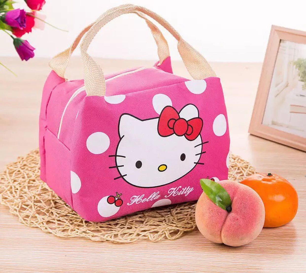 Hello Kitty Lunch Bag, Canvas Student Large Handbag, Waterproof Lunch Bag for Women kids,  Aluminum Foil Thickened Large Insulation Bag