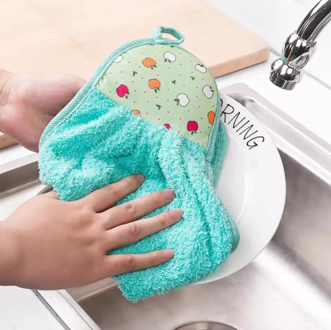 Set Of 2 Hanging Towel, Cute Cartoon Absorbent Cleaning Cloth, Thick Custom Hand Towel, Dishcloths Printing Absorbent Cloth, Bathroom Hanging Wipe, Kitchen Towel