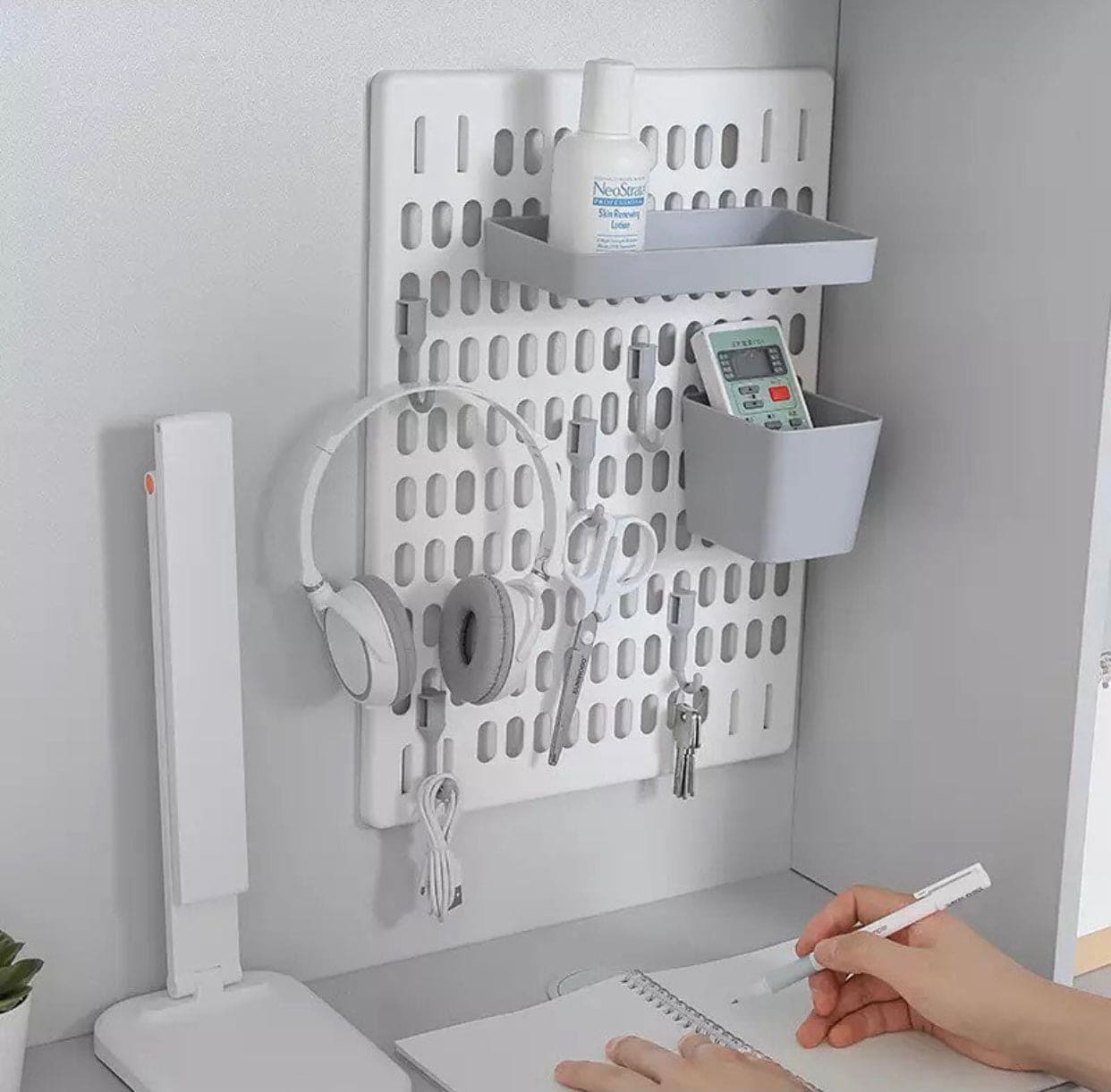 Home Decor Hole Wall Board With Shelves And Hooks, Photo Hanging Display Frames Desk Storage, Picture Panel Wall Decoration For Room Office