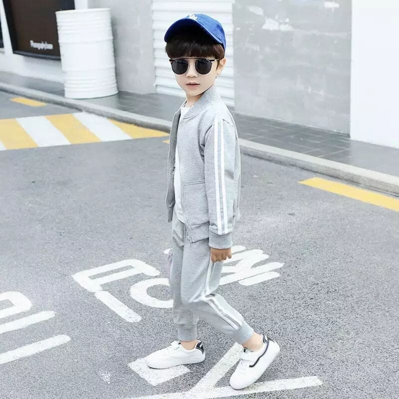 2 Pcs Children's Clothing New Spring And Autumn Solid Color Boys And Girls Student Sportswear Suit Long Sleeve Clothes