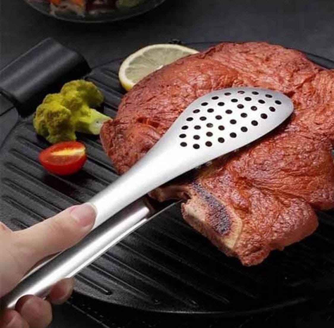 Stainless Steel Food Tong, Kitchen Utensil Buffet Cooking Tool, Anti Heat Pastry Bread Clip Clamp, BBQ Salad Tong Tool, Steak Clamp
