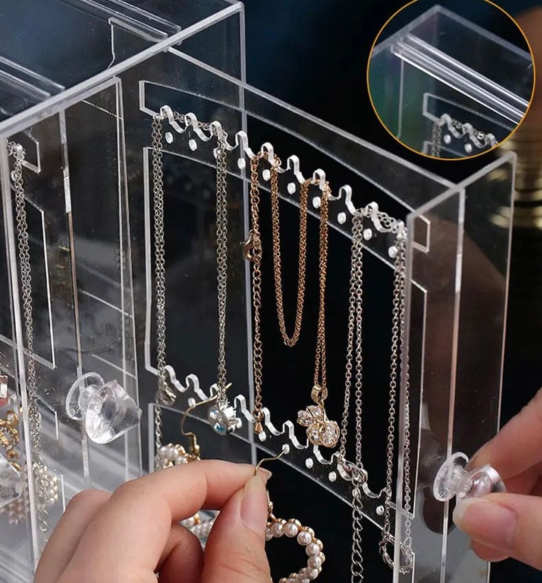 Luxury Jewellery Display Stand, Transparent Acrylic Stand Necklace Jewellery Case, Portable Earrings Jewellery Storage Box, Acrylic Necklace Bracelet Display Stand Shelf, Large Capacity Transparent Jewellery Organizer