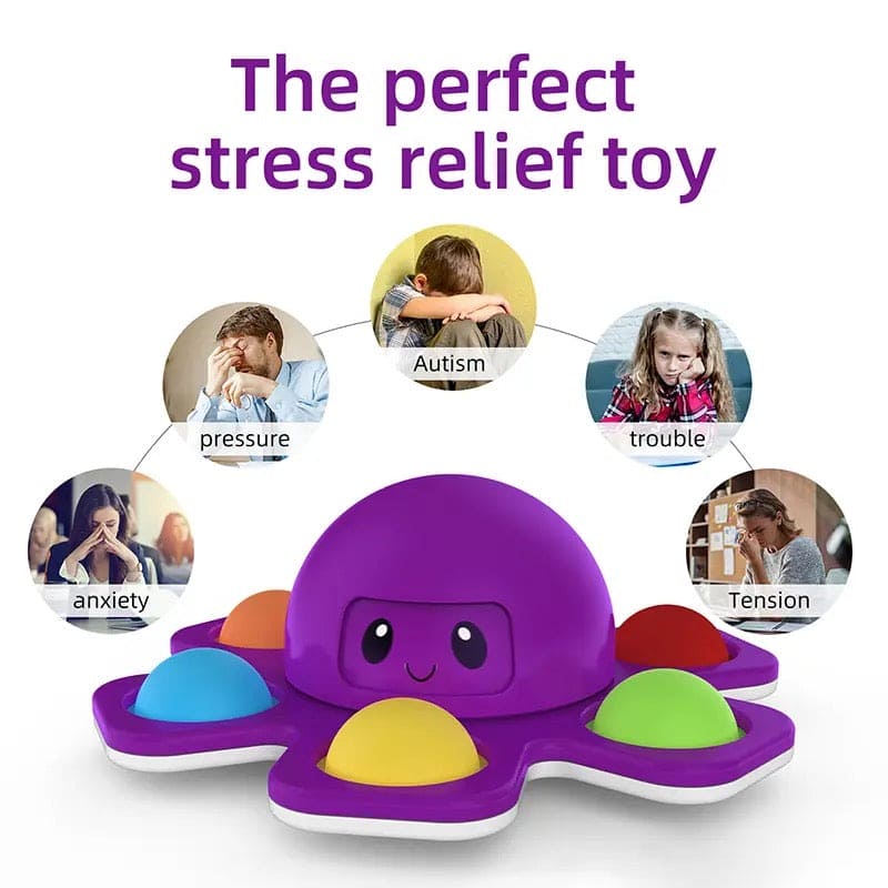 Face Changing Octopus Fidget Spinner, Silicone Interactive Change Faces Spinner, Anti Stress Push Bubble Fidget Spinner, Stress Relief Fidget Toys For Kids Adult, Simple Dimple Anti Stress Pop Toy, Squid Flip Octopus Change Faces Fidget Spinner Toys