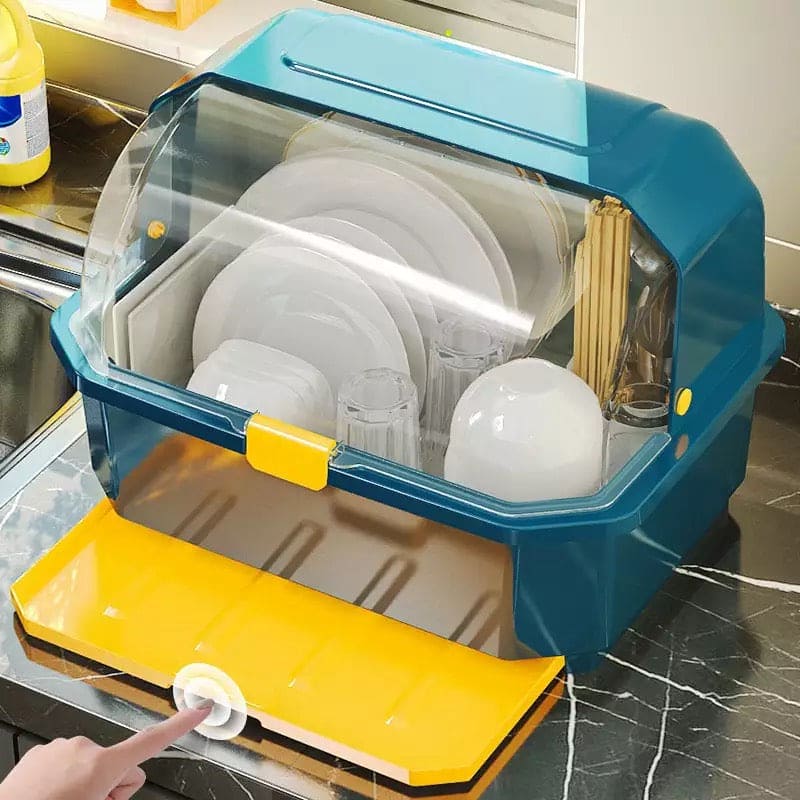 Kitchen Dishes Storage Organizer With Plastic Lid, Bowl and Chopsticks Box, Bowl Drain Rack, Kitchen Household Cup Holder with Lid, Dish Rack, Plastic Cupboard For Dishes