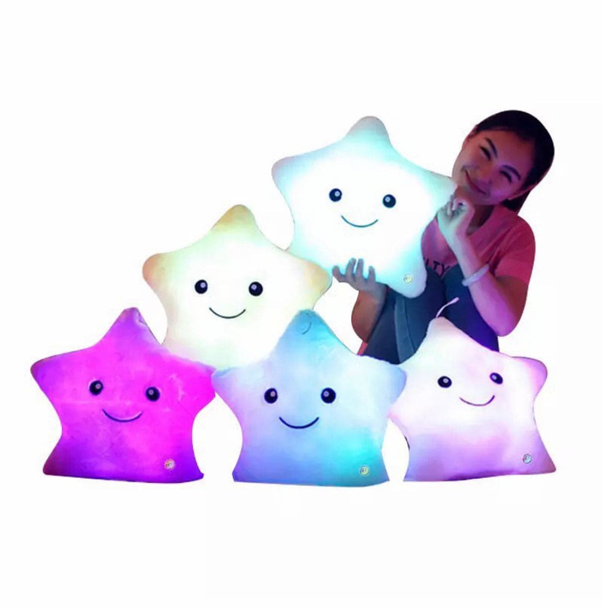 Creative 34cm Luminous Star Shaped Plush Pillow, Twinkle Star Light Up Plush Pillow