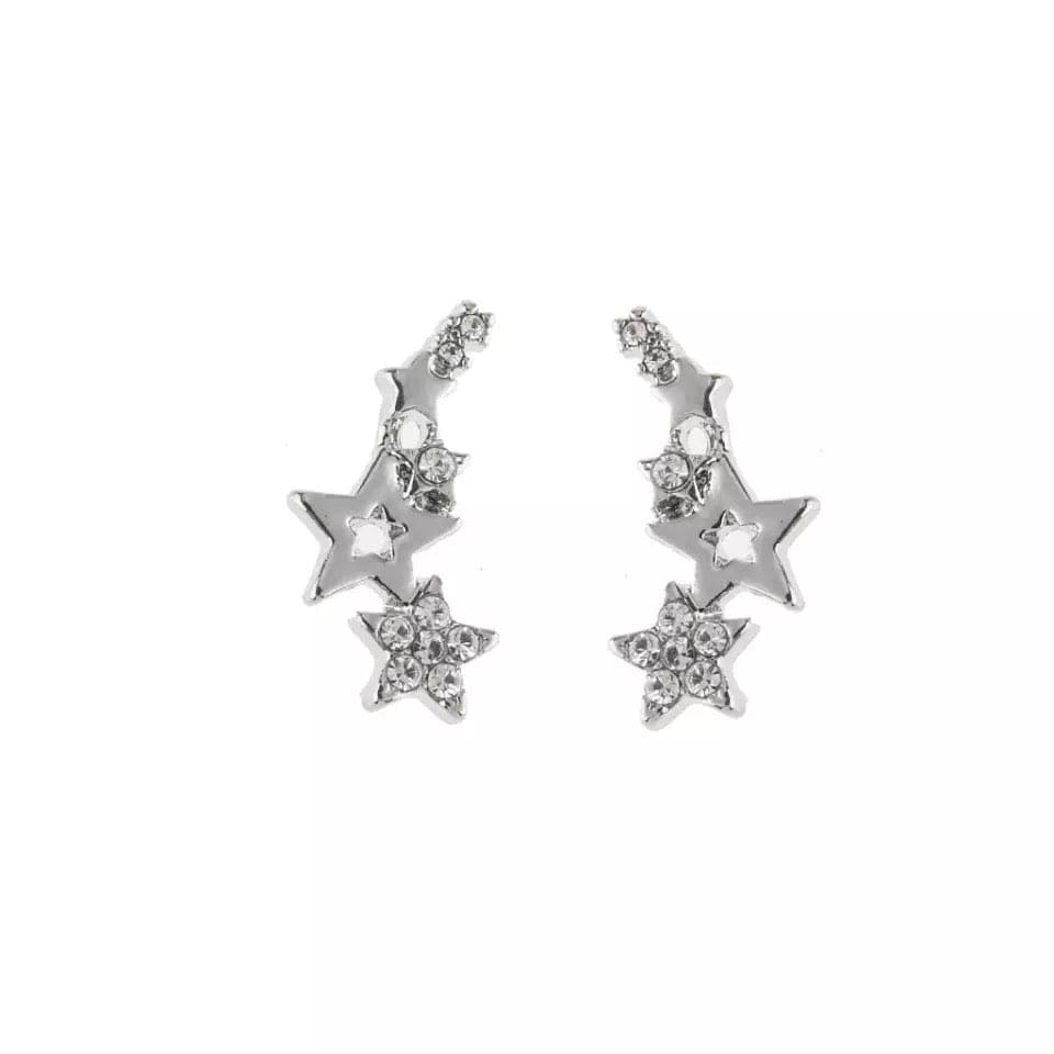 Shiny White Zircon Exquisite Versatile Female Earrings, Multi Star Studs For Women