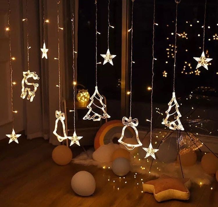 Christmas Garland Outdoor String Lights, Warm White Star Fairy Lights For Christmas, Battery Operated Fairy Christmas Lights