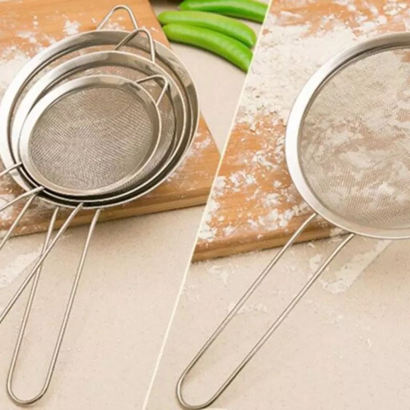 Stainless Steel Wire Fine Mesh Oil Strainer, Strainer Skimmer Mesh Sieve Colander, Kitchen Soy Milk Filter, Strainer Scoop Kitchen Mesh Colander, Juice and Tea Strainer,  Pastry Tool Kitchen Accessories